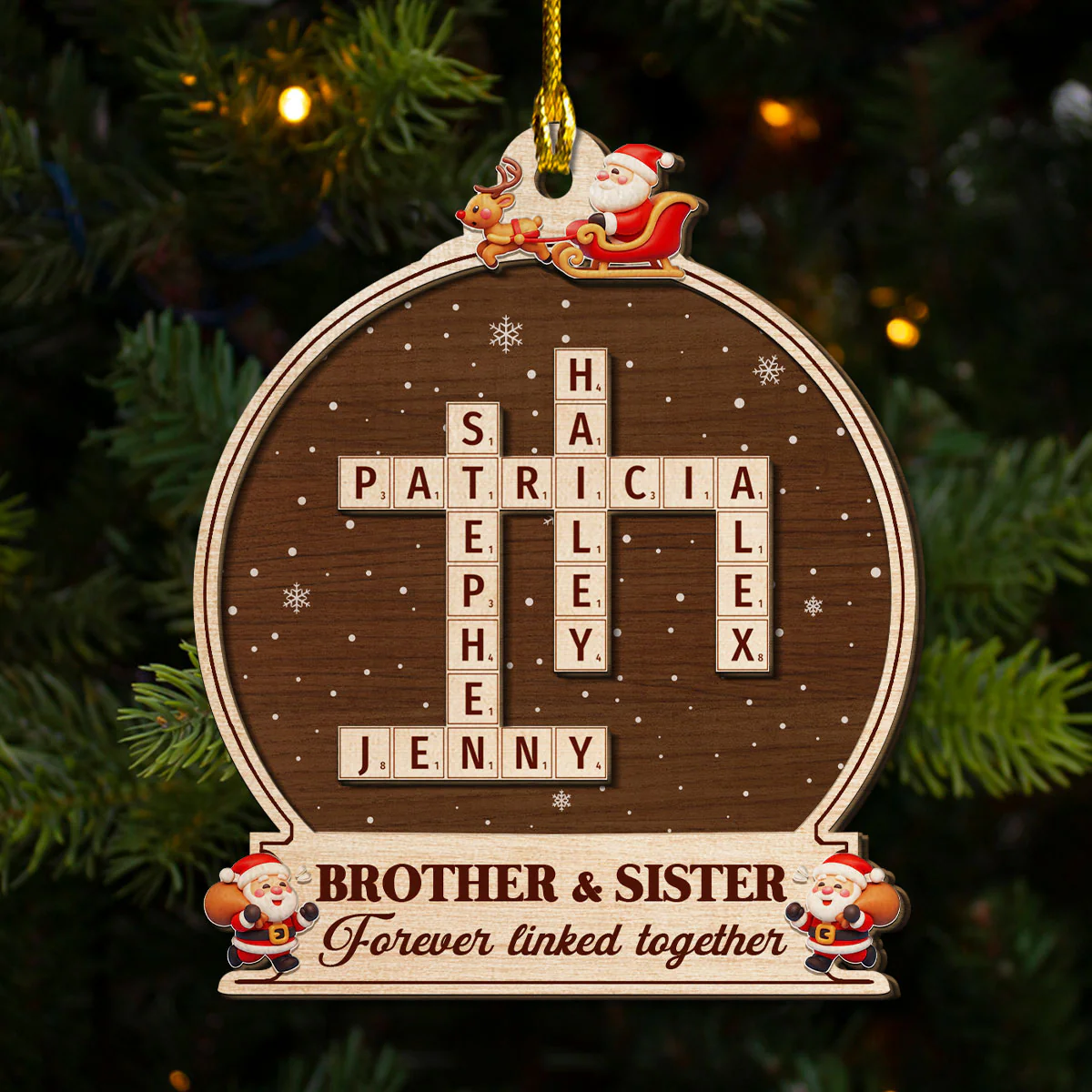Forever Linked By Our Hearts - Personalized Custom Freeshape 2-Layered Wood Ornament - Image 2