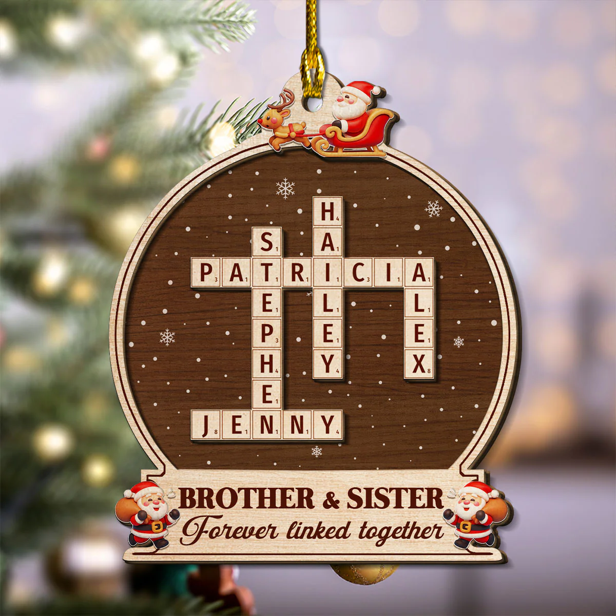 Forever Linked By Our Hearts - Personalized Custom Freeshape 2-Layered Wood Ornament - Image 5