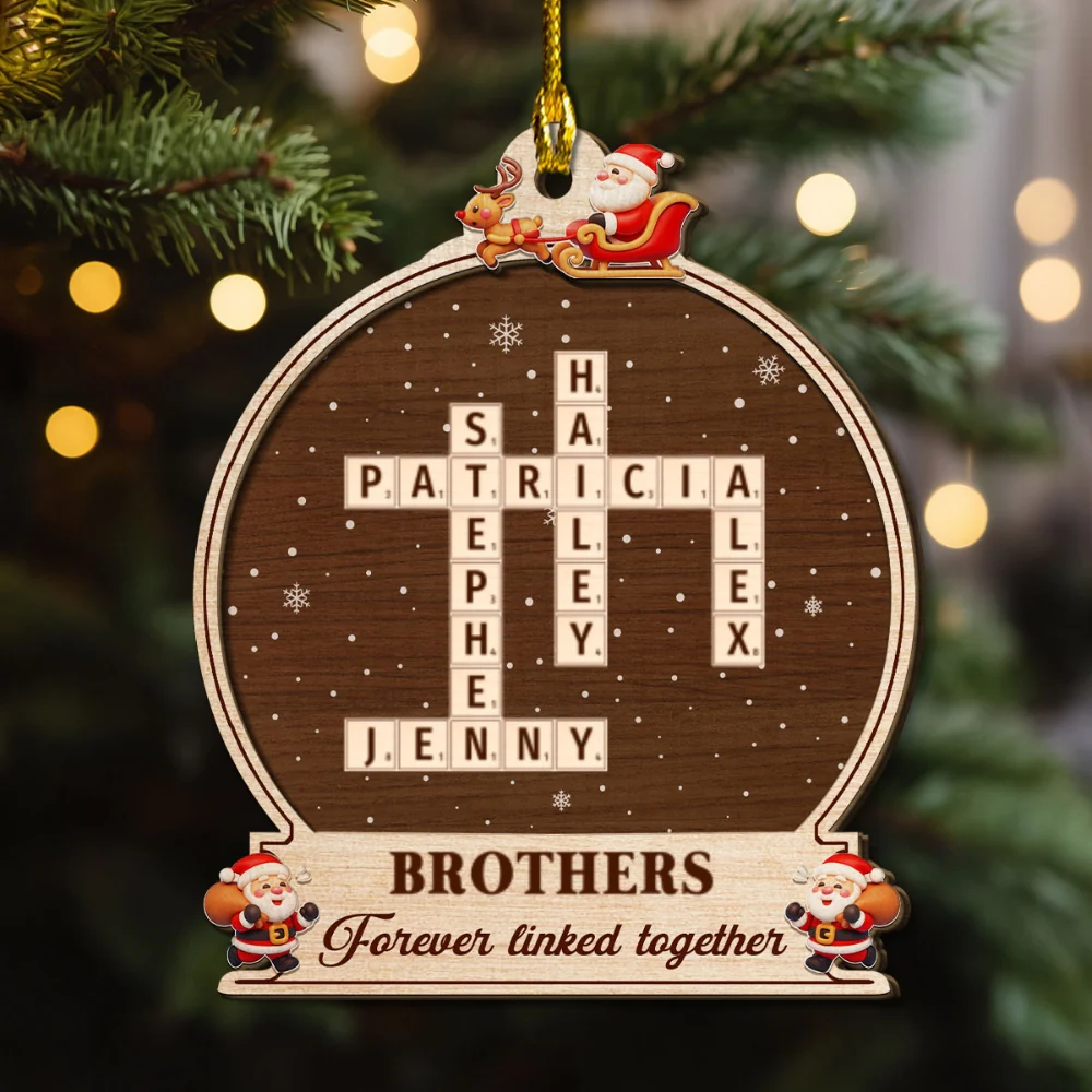 Forever Linked By Our Hearts - Personalized Custom Freeshape 2-Layered Wood Ornament - Image 7