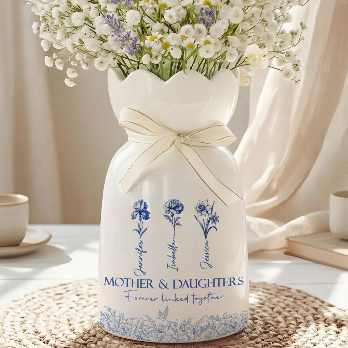 Forever Linked Together - Personalized Custom Ribbon Tie Flower Vase