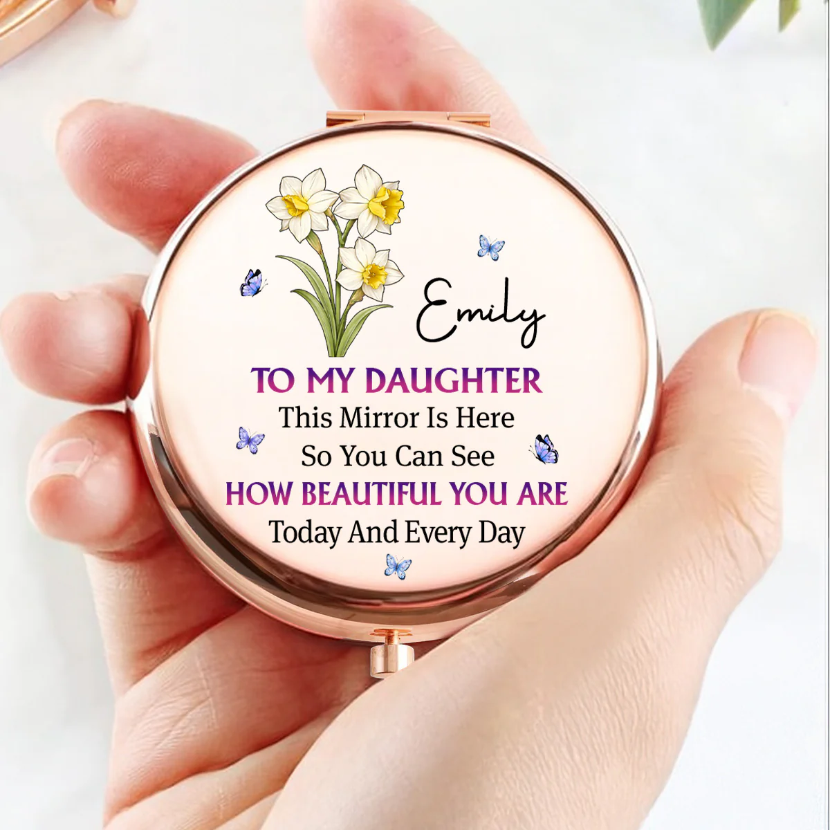 Forever Loved My Daughter - Personalized Custom Compact Mirror - Image 4