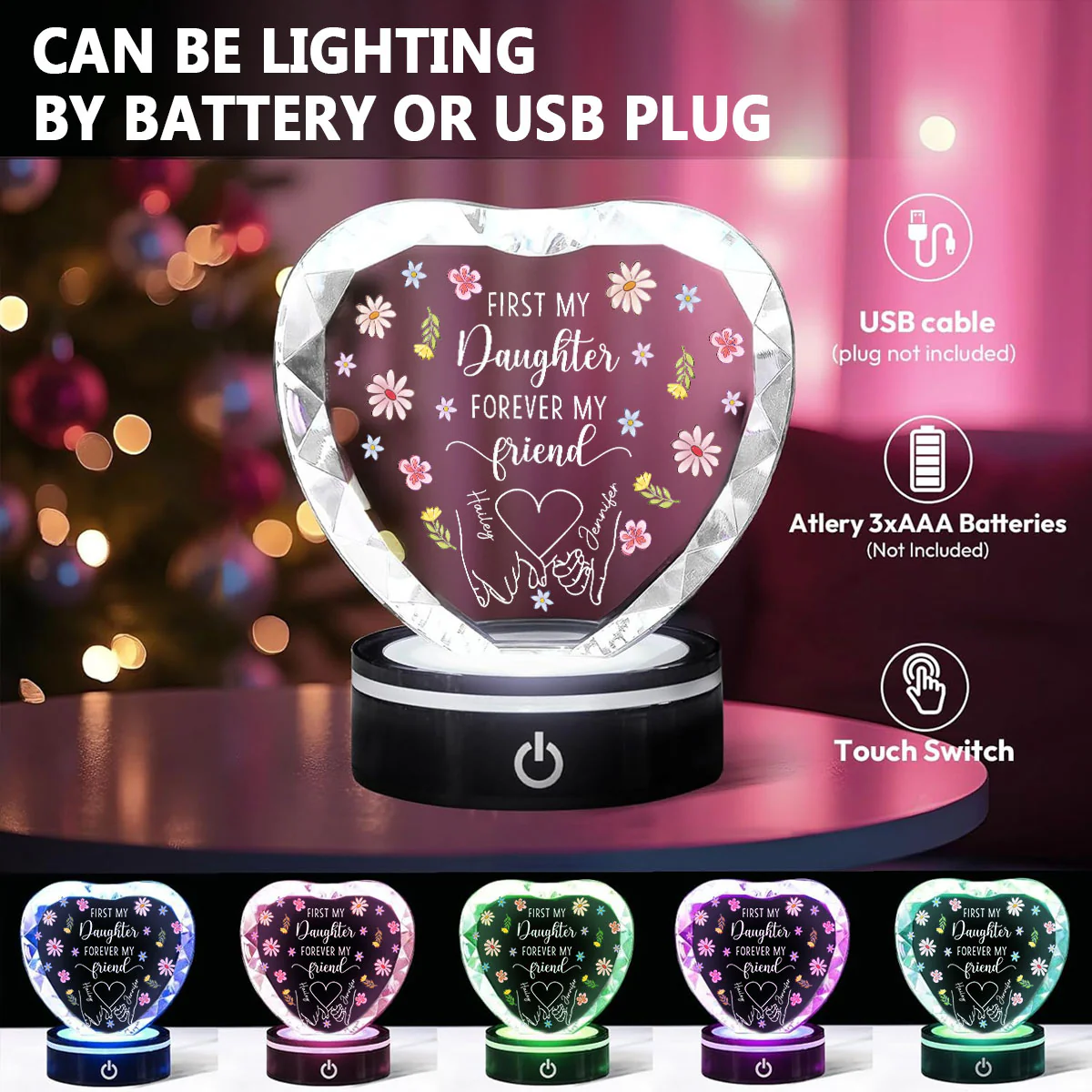 Forever My Friend - Personalized Custom Crystal Led Light - Image 5