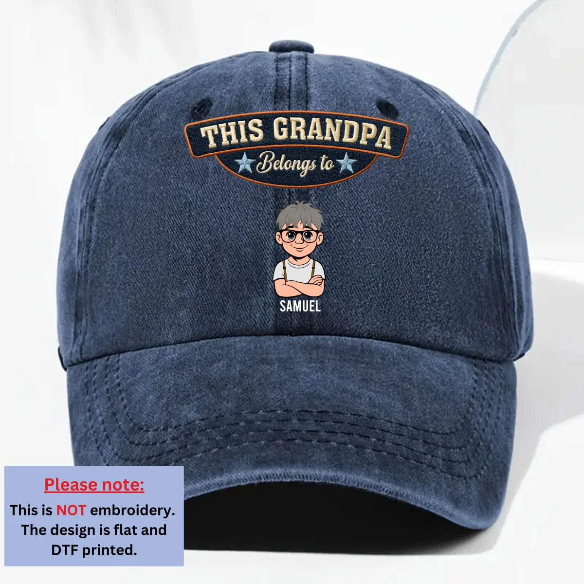 Forever My Kids - Personalized Custom Vintage Washed Denim Cap - Image 8