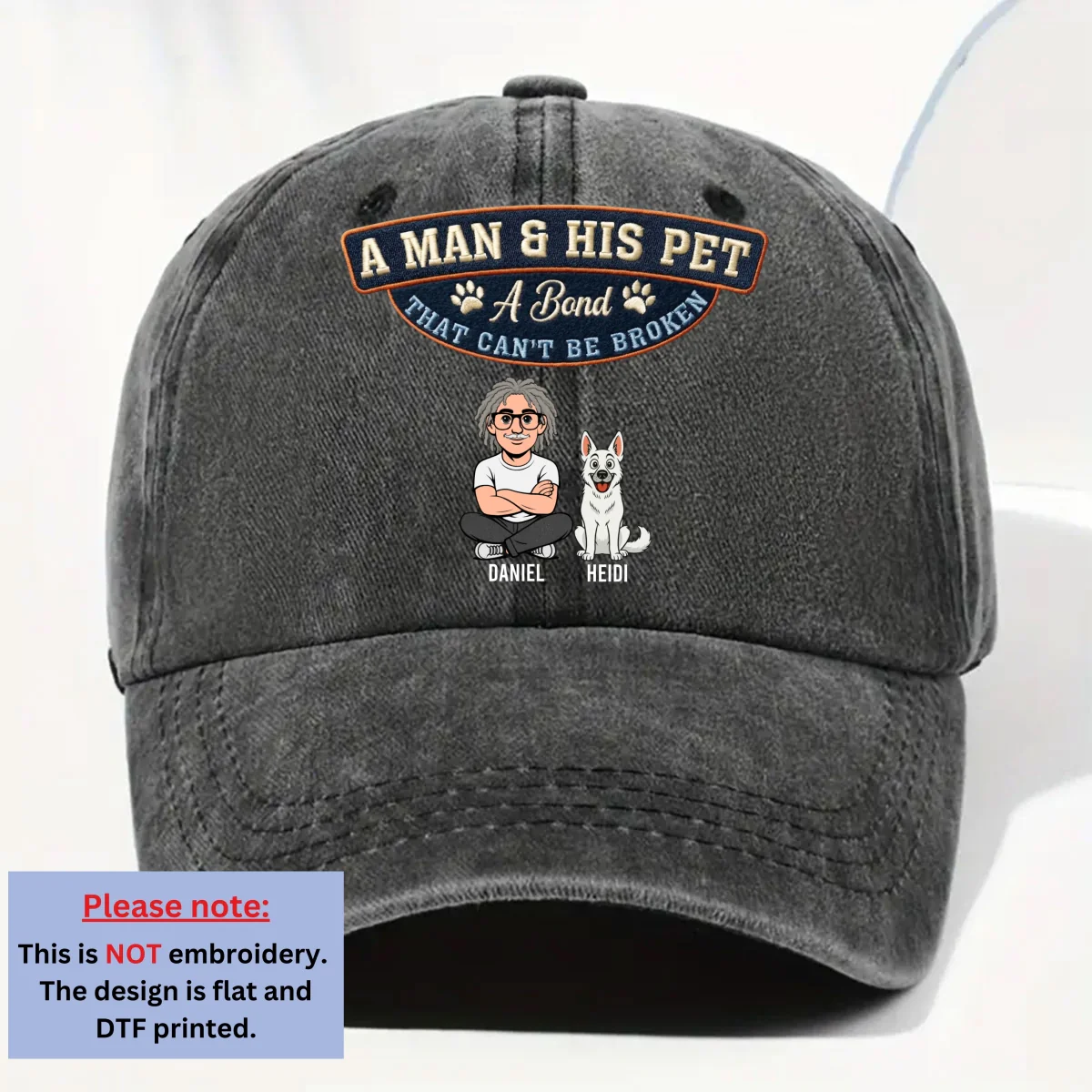 Forever My Pets - Personalized Custom Vintage Washed Denim Cap - Image 6
