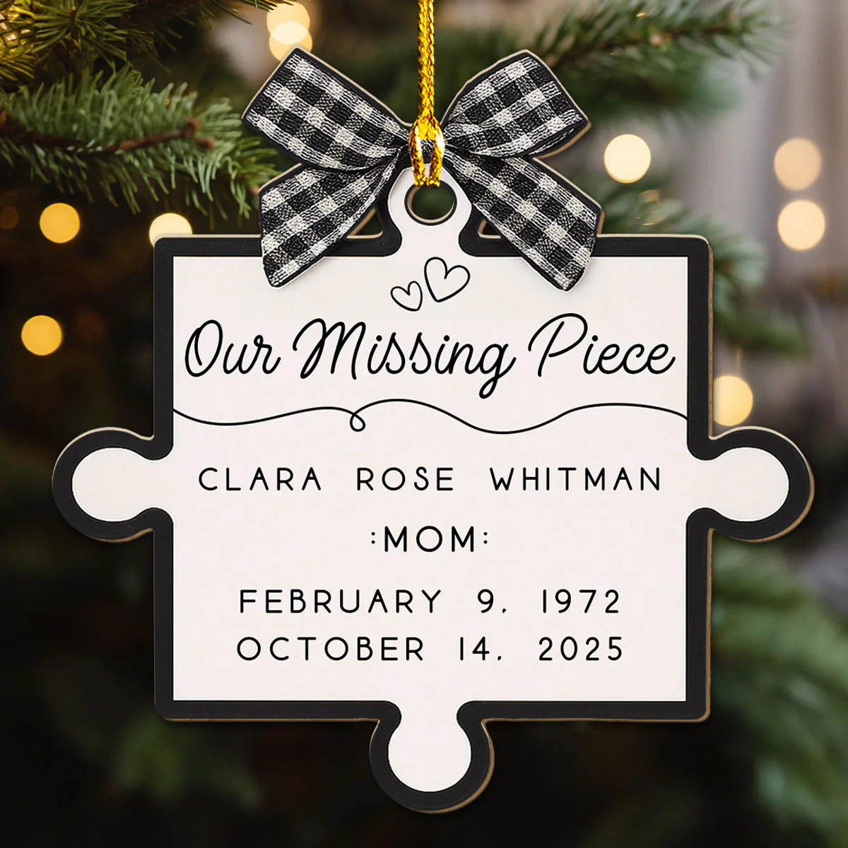 Forever Our Missing Piece - Personalized Custom Wood Ornament