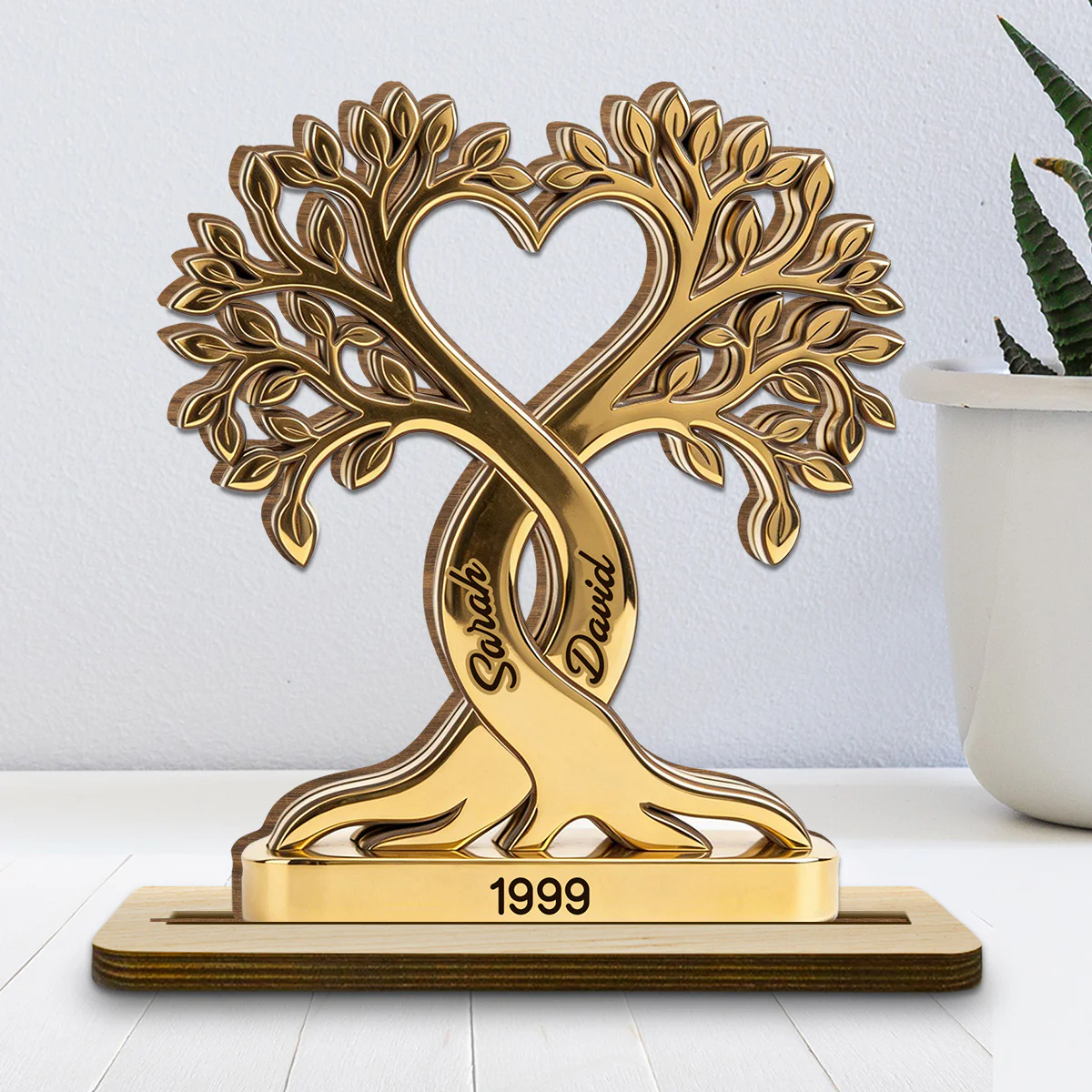 Forever Rooted - Personalized Custom 2-Layer Wood Plaque With Flat Base
