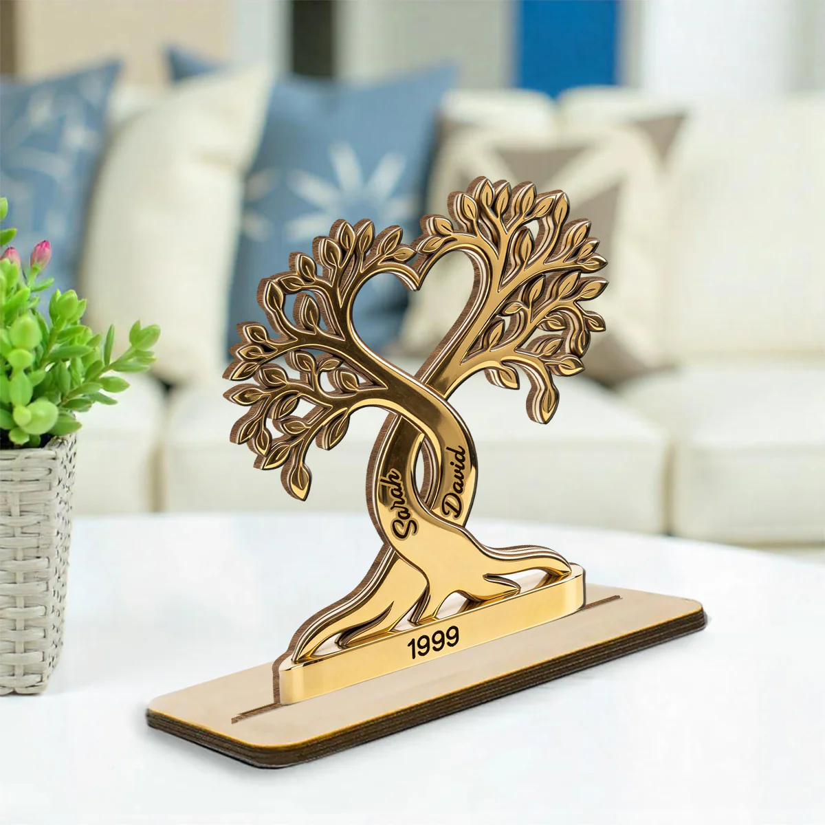 Forever Rooted - Personalized Custom 2-Layer Wood Plaque With Flat Base - Image 2