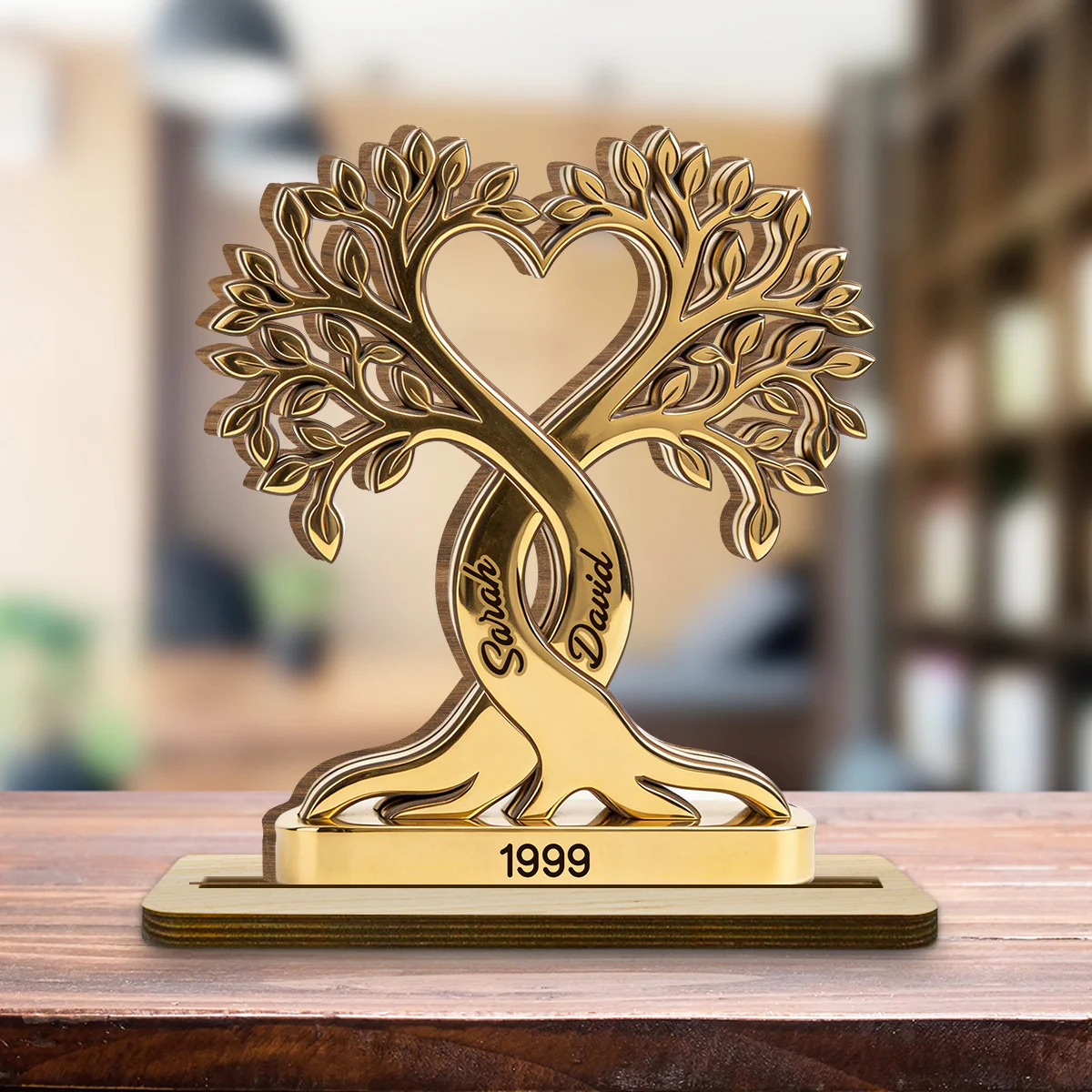 Forever Rooted - Personalized Custom 2-Layer Wood Plaque With Flat Base - Image 3