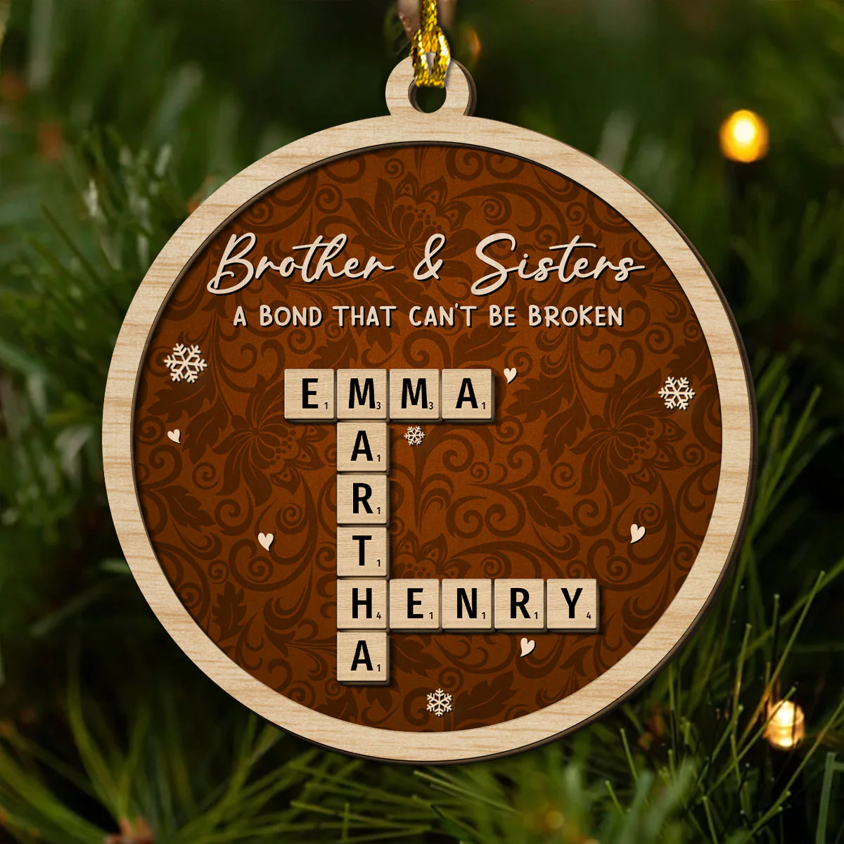 Forever Tied By Heartstrings - Personalized Custom 2-Layered Wood Ornament - Image 3