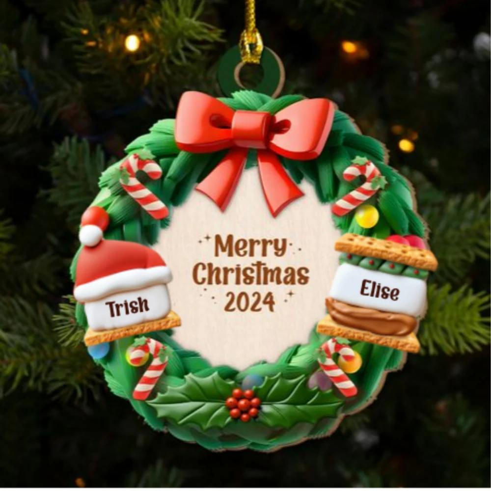 Smore Family Christmas Together - Personalized Custom Freeshape 2-Layered Wood Ornament - Image 5