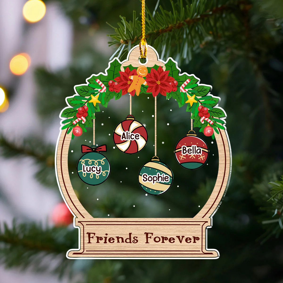 Friend Forever Merry Christmas - Personalized Custom Acrylic Ornament - Image 3