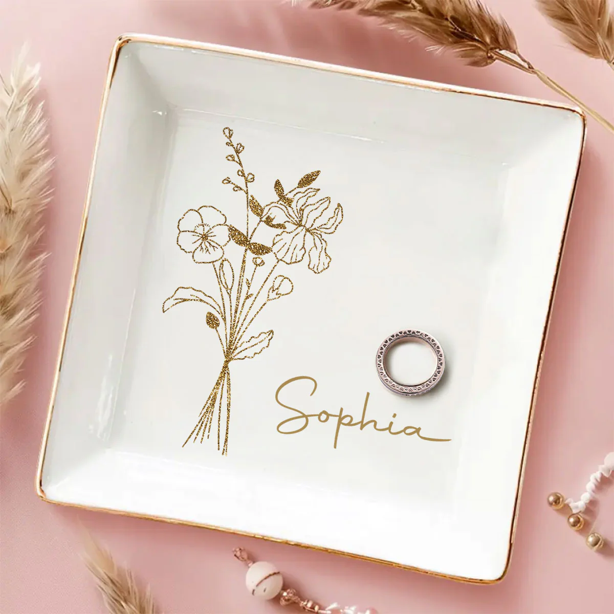 Friends Are Blossoms That Last Forever - Personalized Custom Jewelry Dish - Image 2