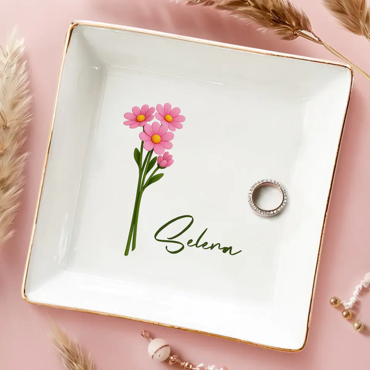 Friends Are Flowers That Never Fade 2 - Personalized Custom Jewelry Dish - Image 2
