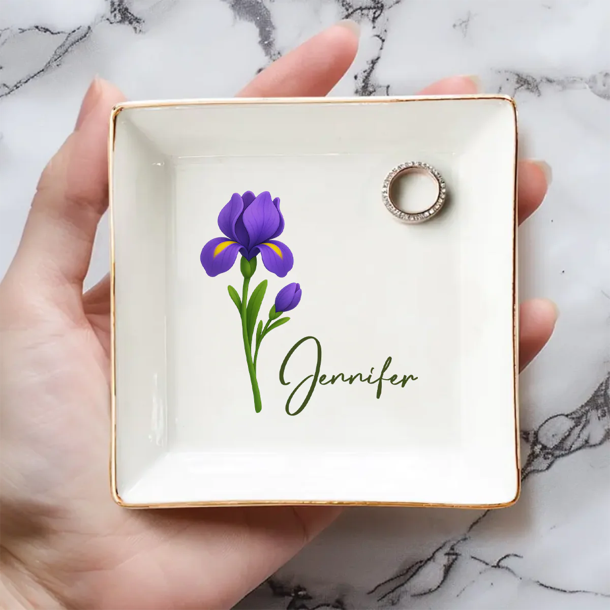 Friends Are Flowers That Never Fade 2 - Personalized Custom Jewelry Dish - Image 5