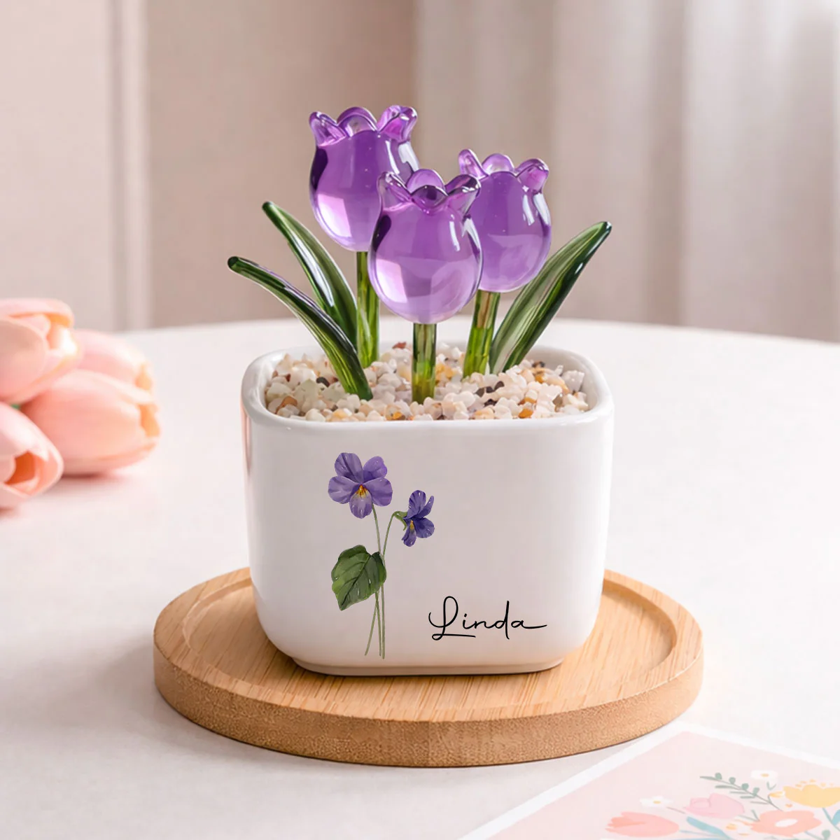 Friends Are Flowers That Never Fade - Personalized Custom Glass Everlasting Tulips