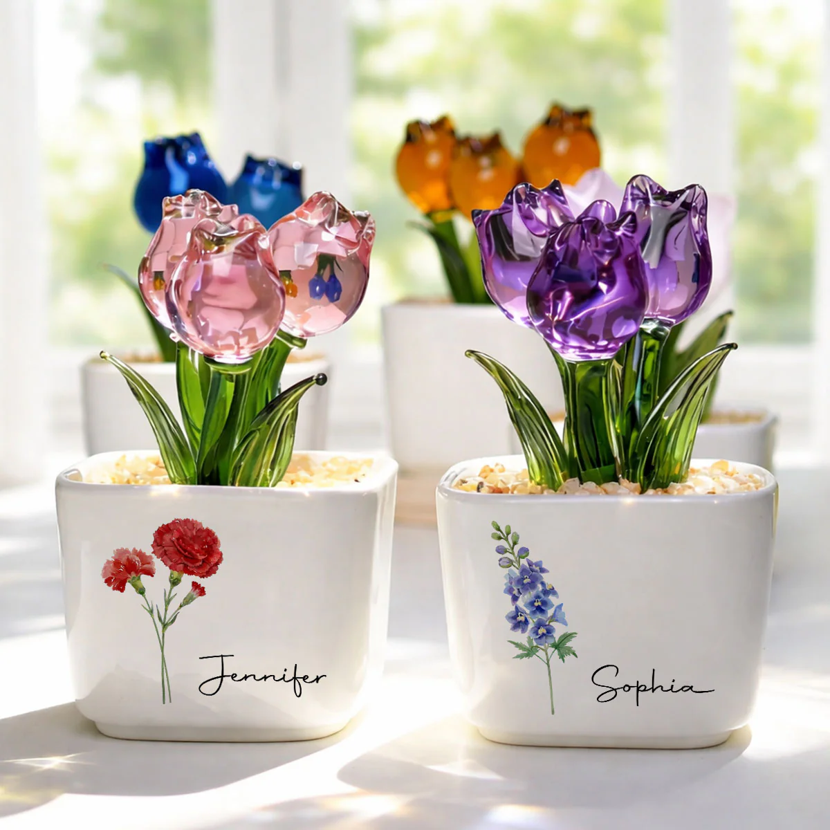 Friends Are Flowers That Never Fade - Personalized Custom Glass Everlasting Tulips - Image 3
