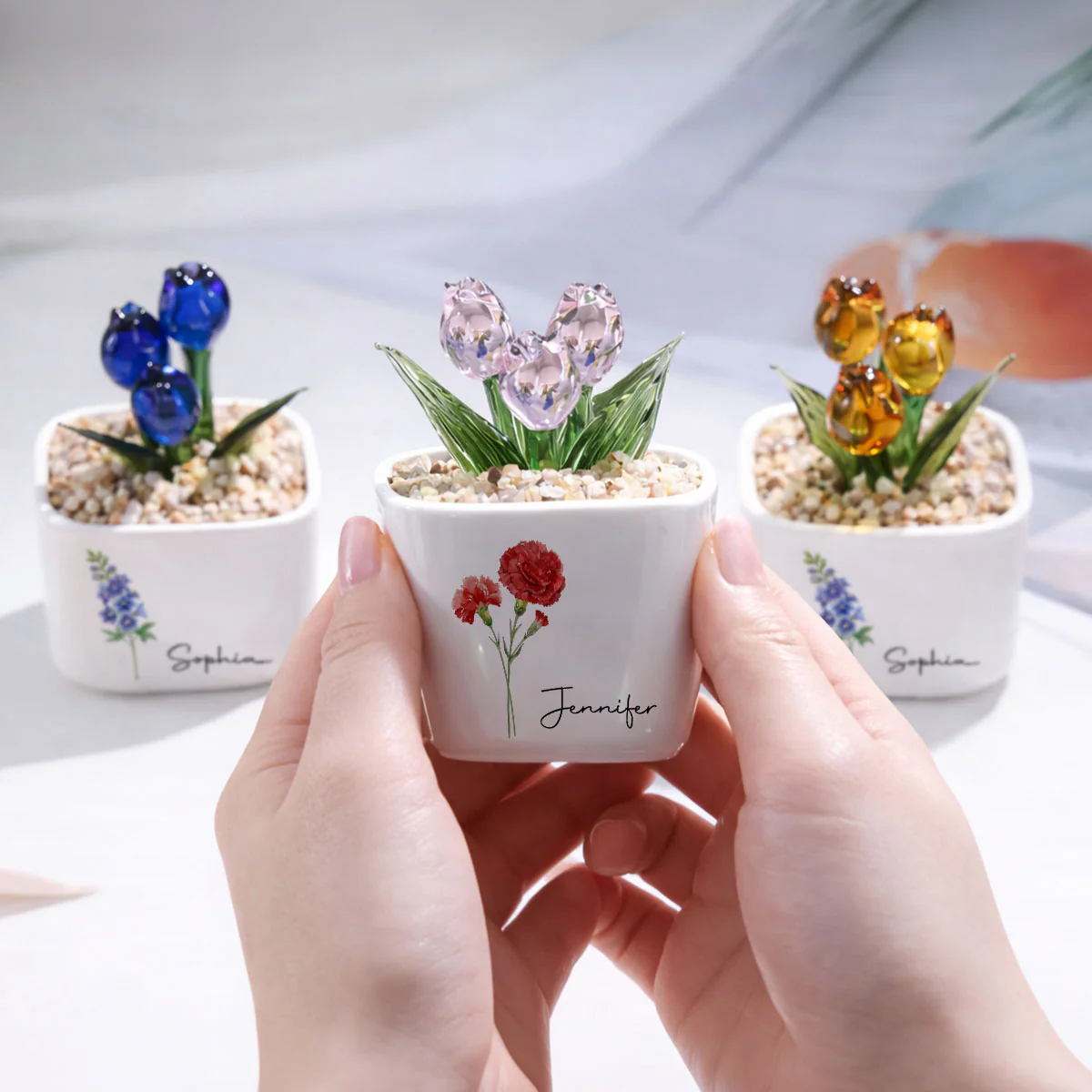 Friends Are Flowers That Never Fade - Personalized Custom Glass Everlasting Tulips - Image 5