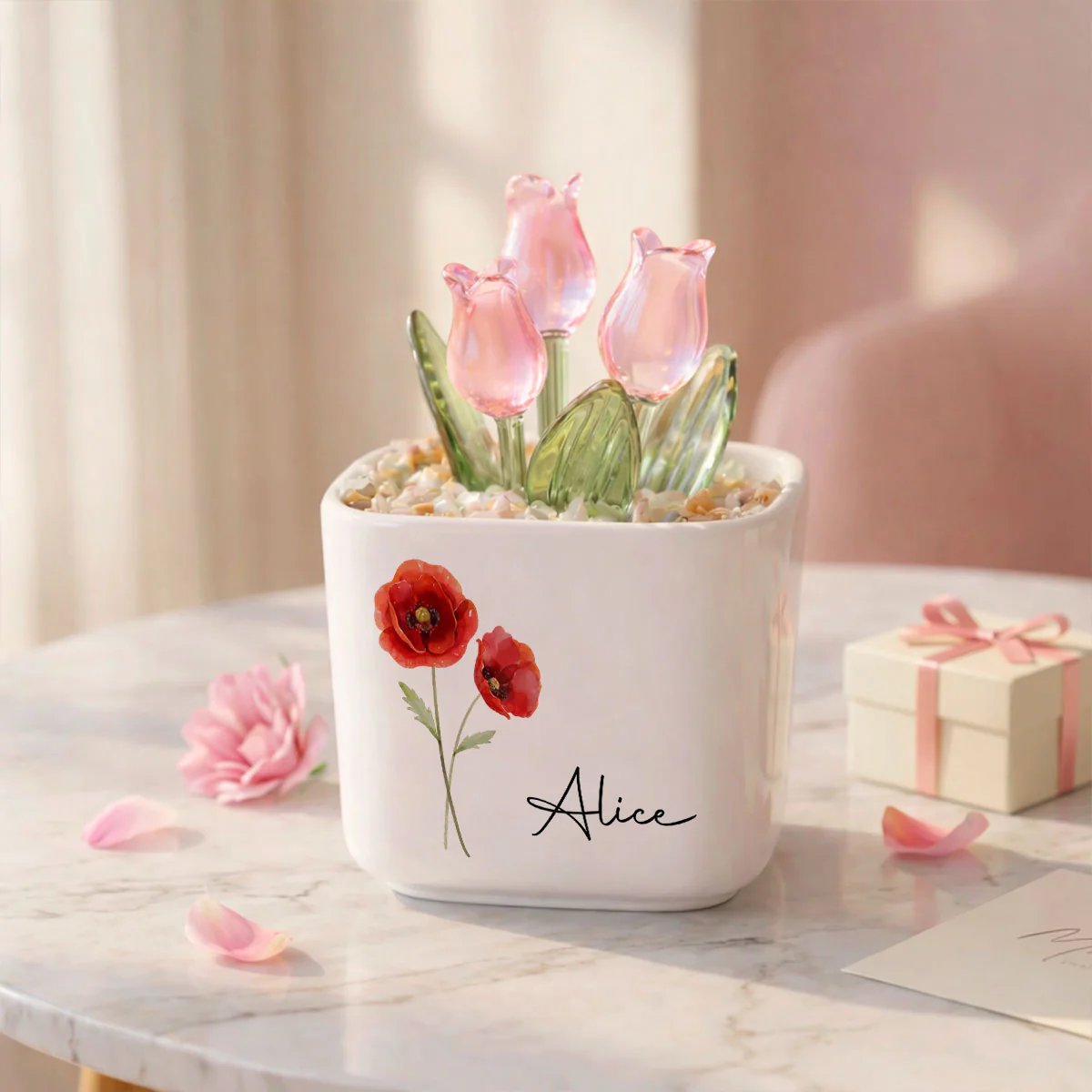 Friends Are Flowers That Never Fade - Personalized Custom Glass Everlasting Tulips - Image 6