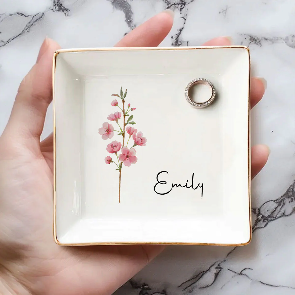 Friends Are Flowers That Never Fade - Personalized Custom Jewelry Dish - Image 3