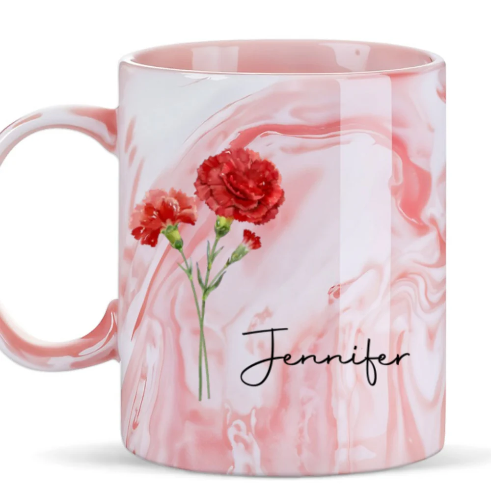 Friends Are Flowers That Never Fade - Personalized Custom Pink Marble Mug - Image 6
