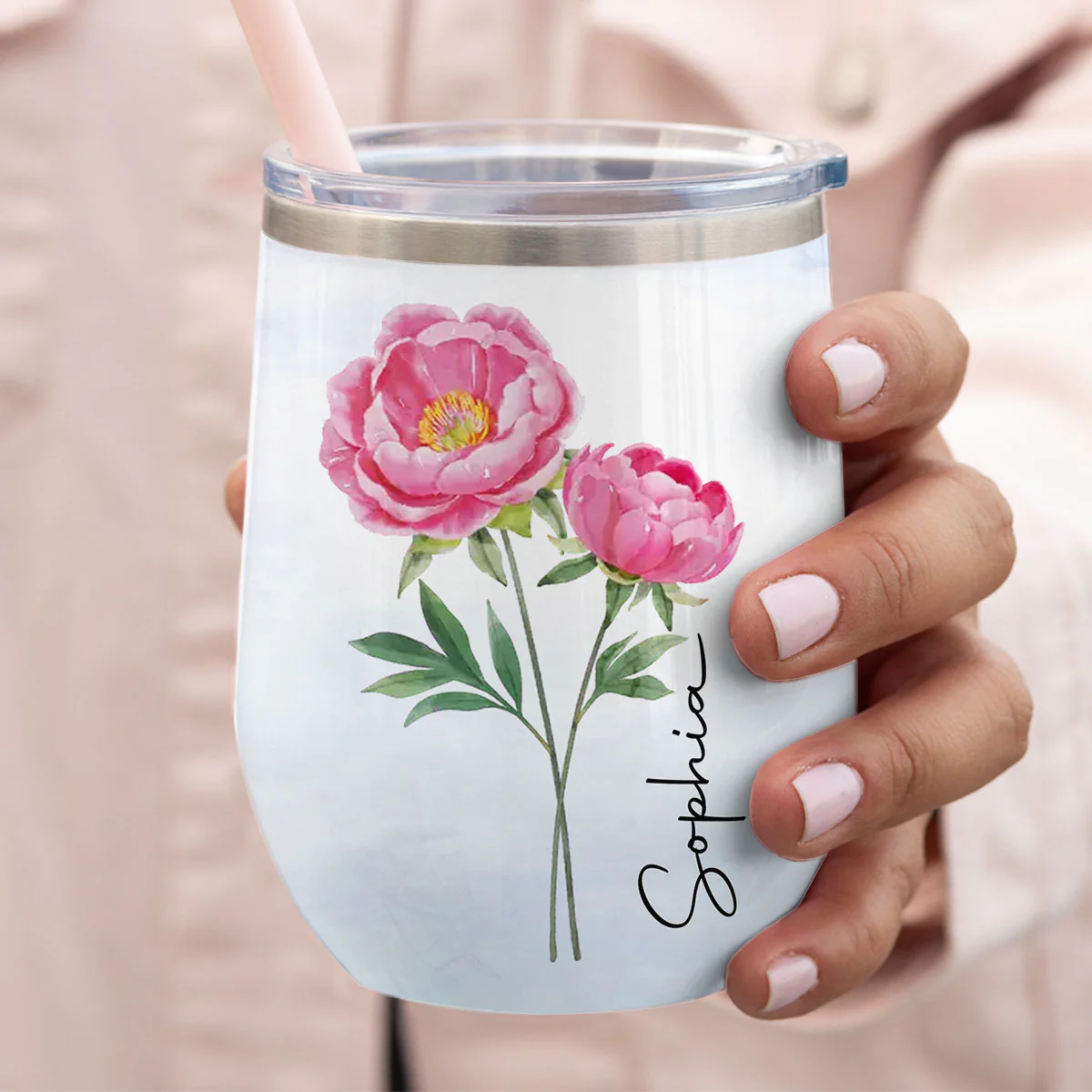 Friends Are Flowers That Never Fade - Personalized Custom Wine Tumbler - Image 4