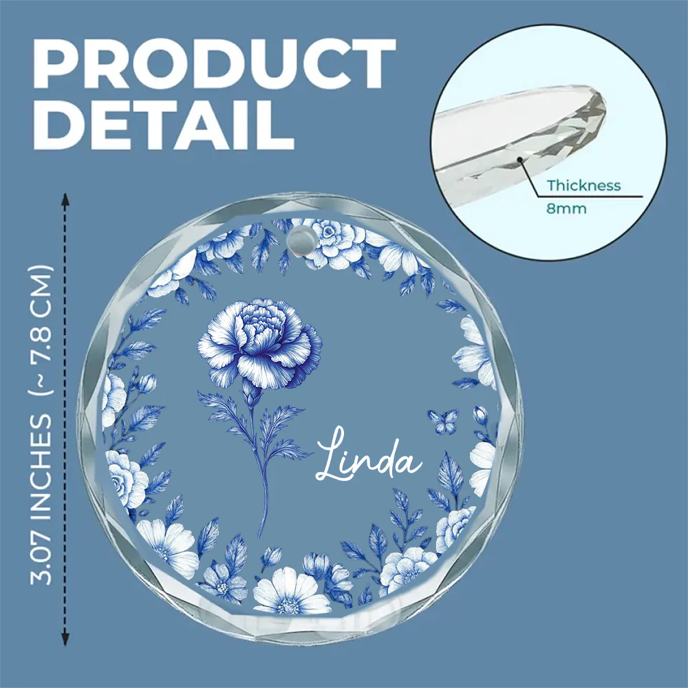 Friends Are Flowers That Never Fade Toile - Personalized Custom Glass Ornament - Image 6