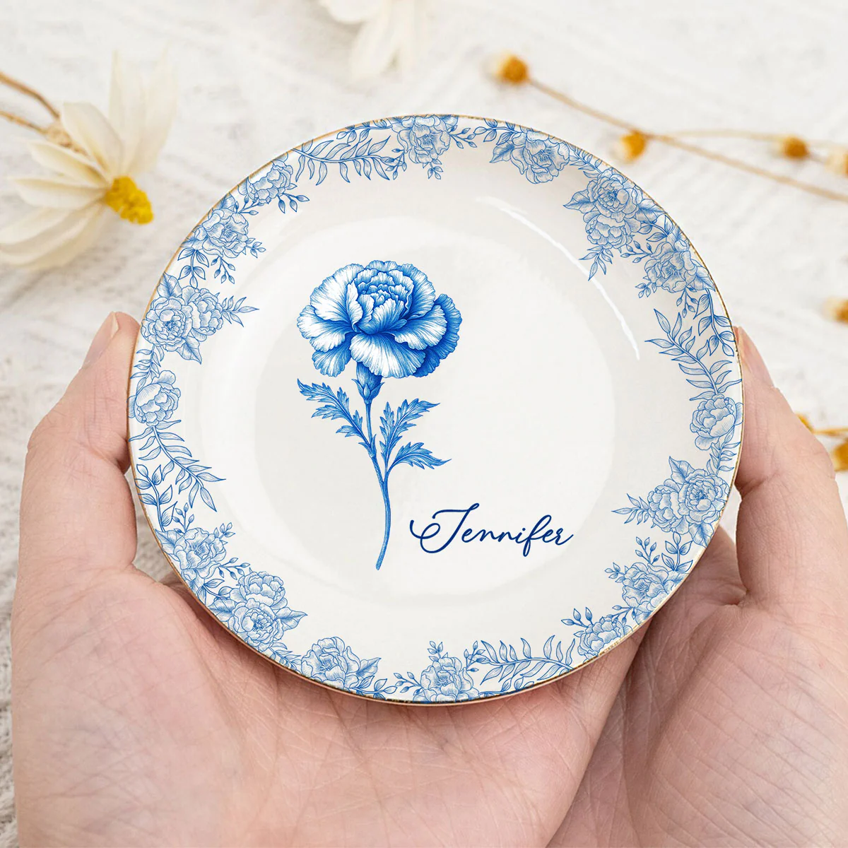 Friends Are Flowers That Never Fade Toile - Personalized Custom Jewelry Dish - Image 5