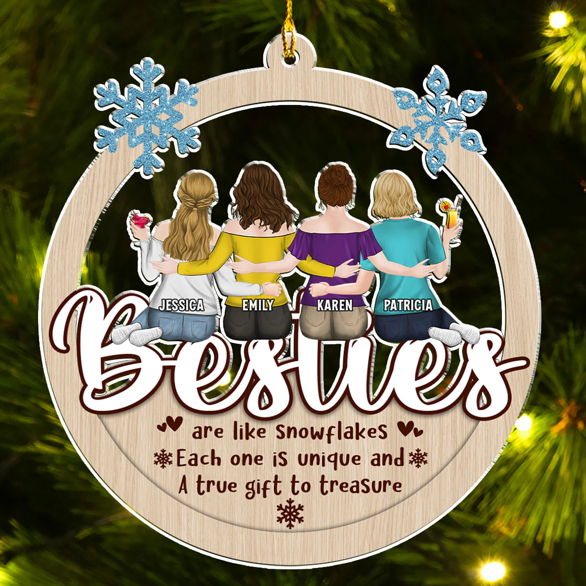 Friends Are Like Snowflakes - Personalized Custom Acrylic Ornament - Image 3