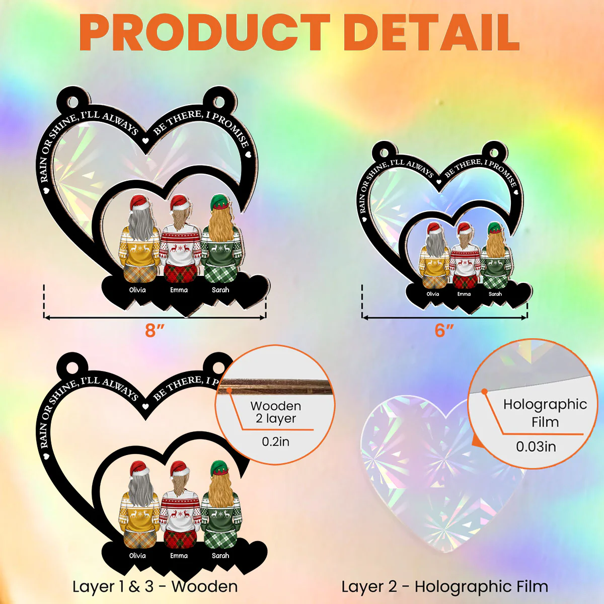 Friends Are The Sunshine - Personalized Custom Rainbow Suncatcher - Image 4