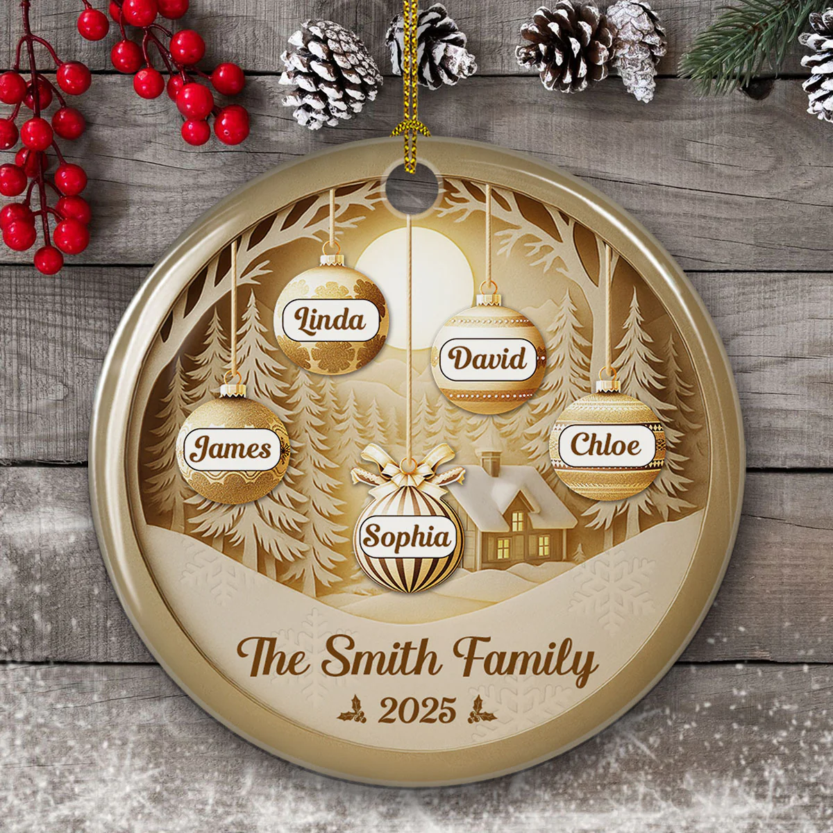 Friends Christmas Golden Hour - Personalized Custom Ceramic Ornament - Image 4