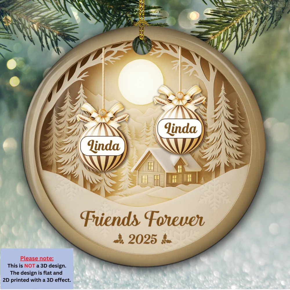 Friends Christmas Golden Hour - Personalized Custom Ceramic Ornament - Image 5