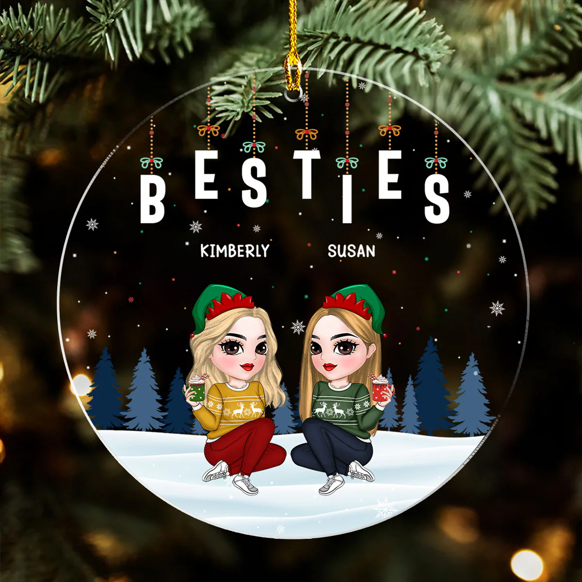 Friends Forever - Personalized Custom Acrylic Ornament - Image 3