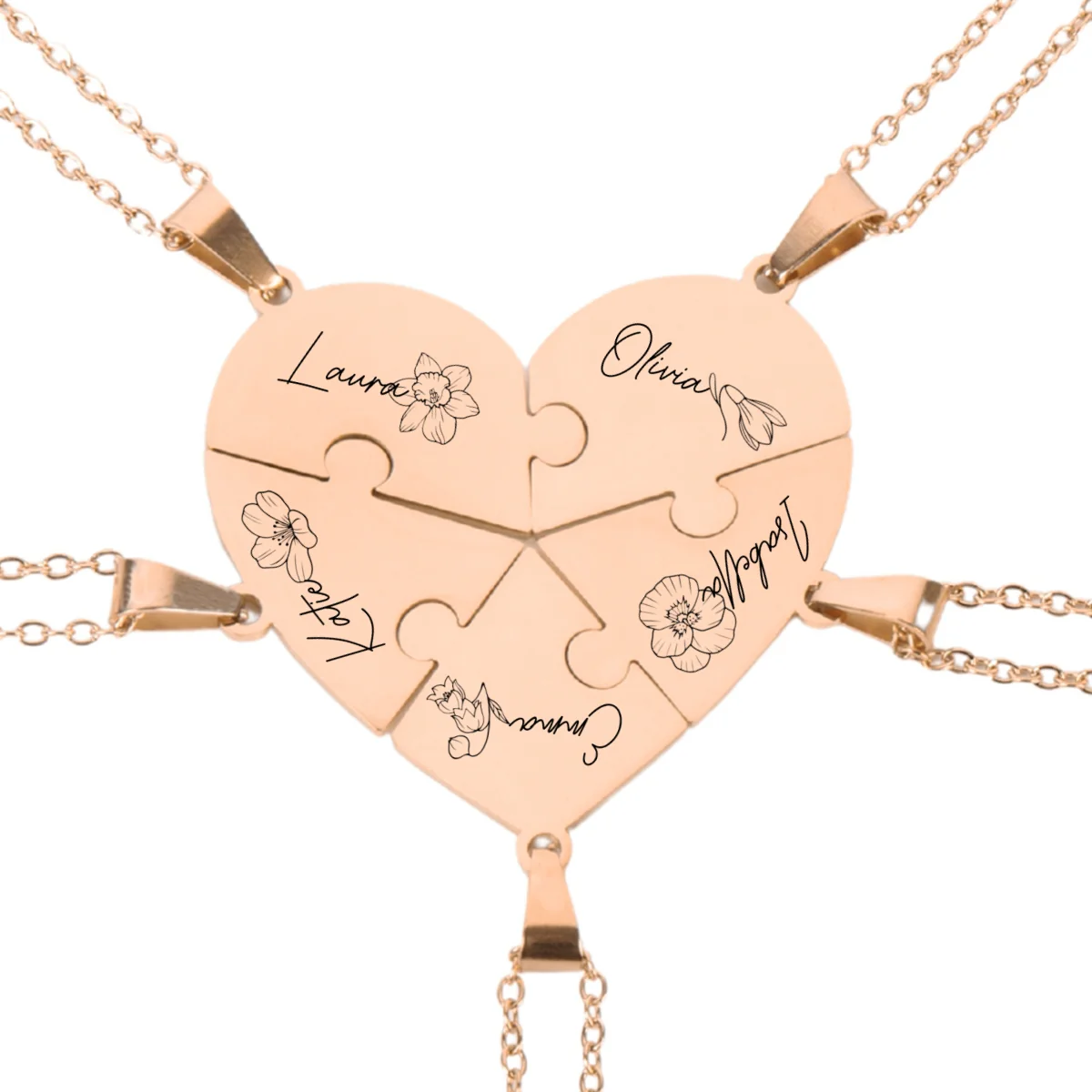 Friends Forever - Personalized Custom Heart Puzzle Necklace - Image 10
