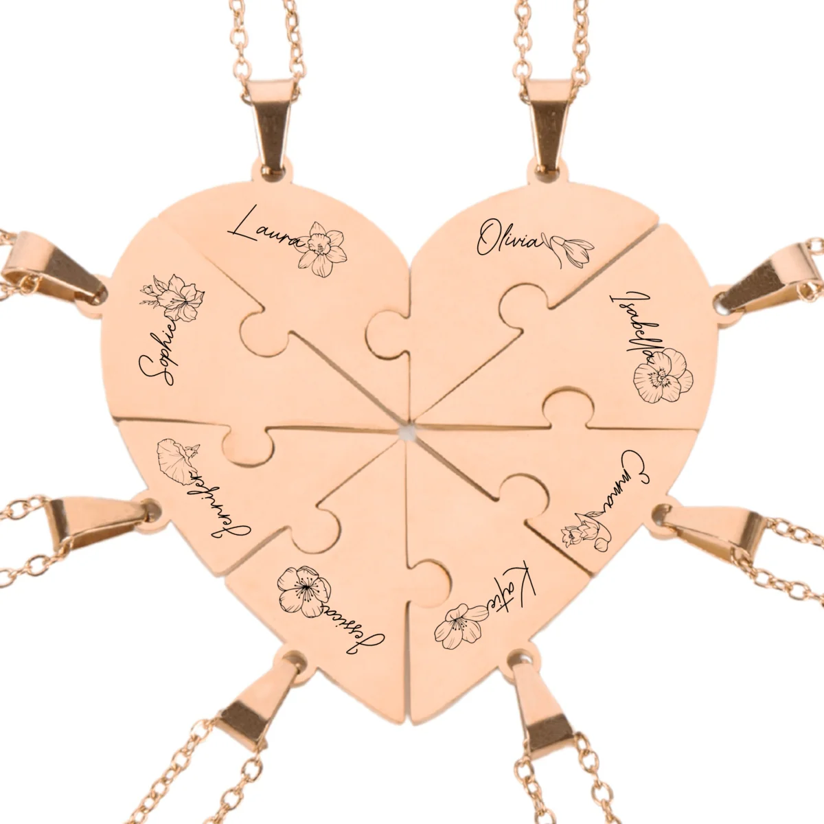 Friends Forever - Personalized Custom Heart Puzzle Necklace - Image 13
