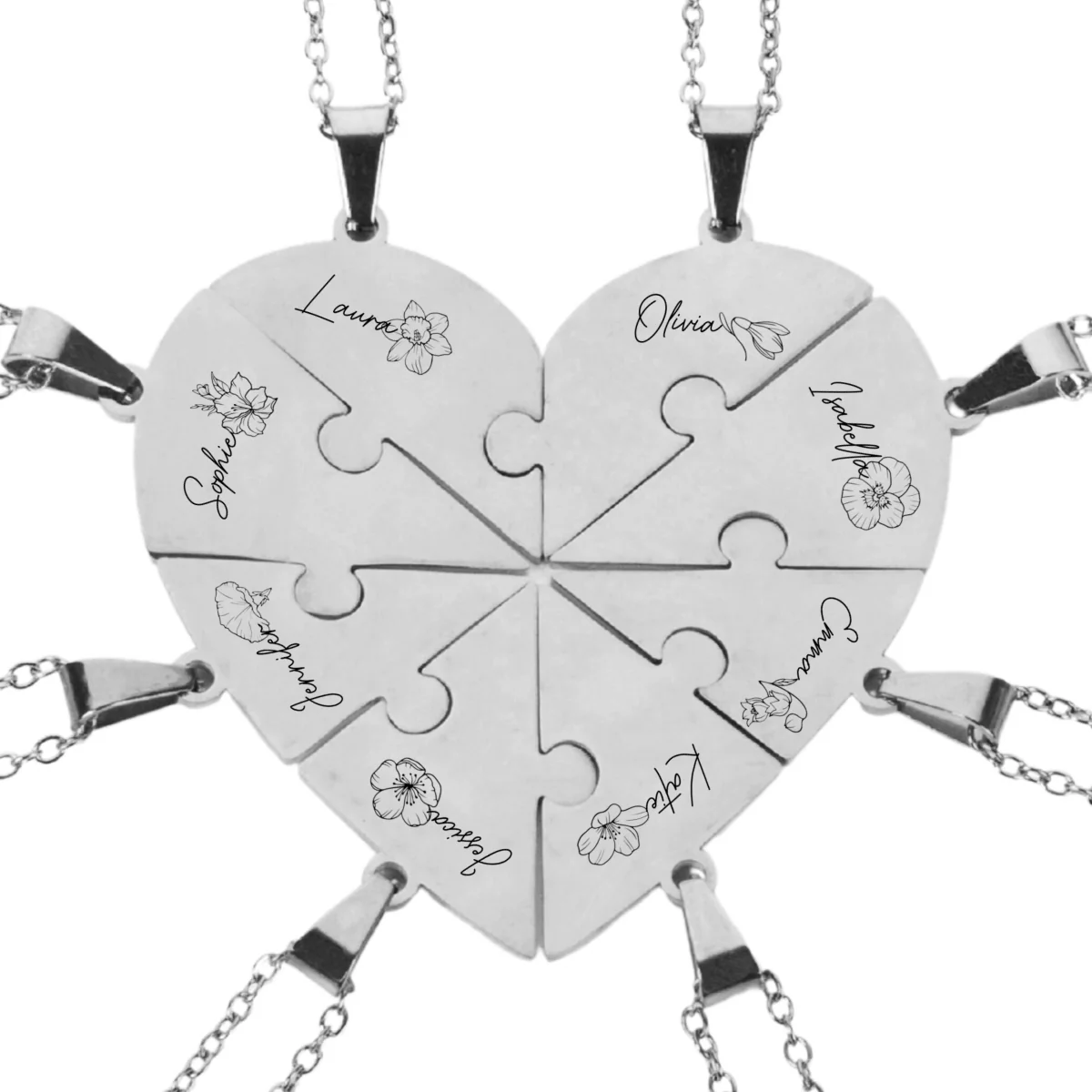 Friends Forever - Personalized Custom Heart Puzzle Necklace - Image 20