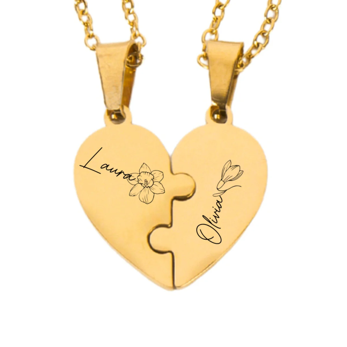Friends Forever - Personalized Custom Heart Puzzle Necklace - Image 21