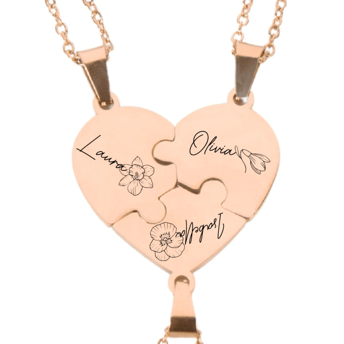 Friends Forever - Personalized Custom Heart Puzzle Necklace - Image 8