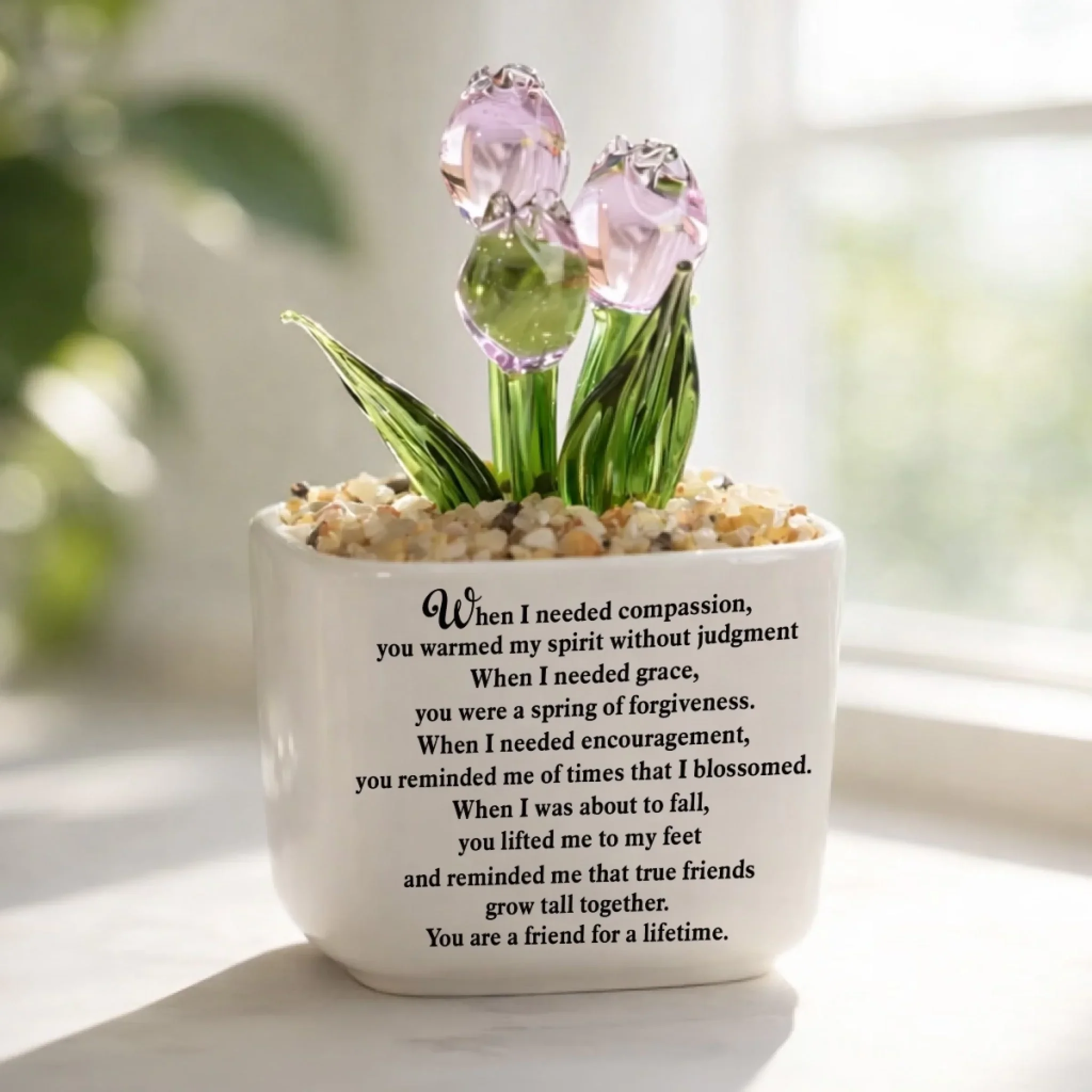 Friends Grow Together - Personalized Custom Glass Everlasting Tulips - Image 2