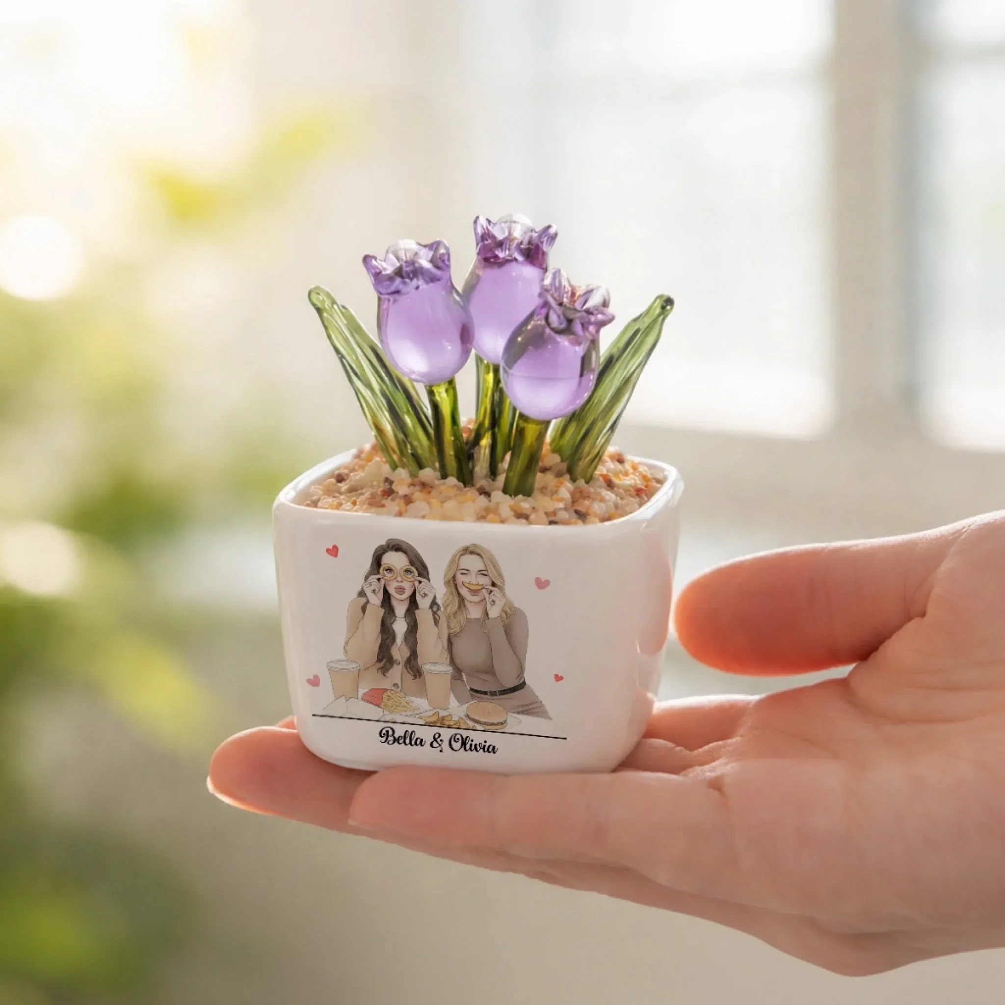 Friends Grow Together - Personalized Custom Glass Everlasting Tulips - Image 5