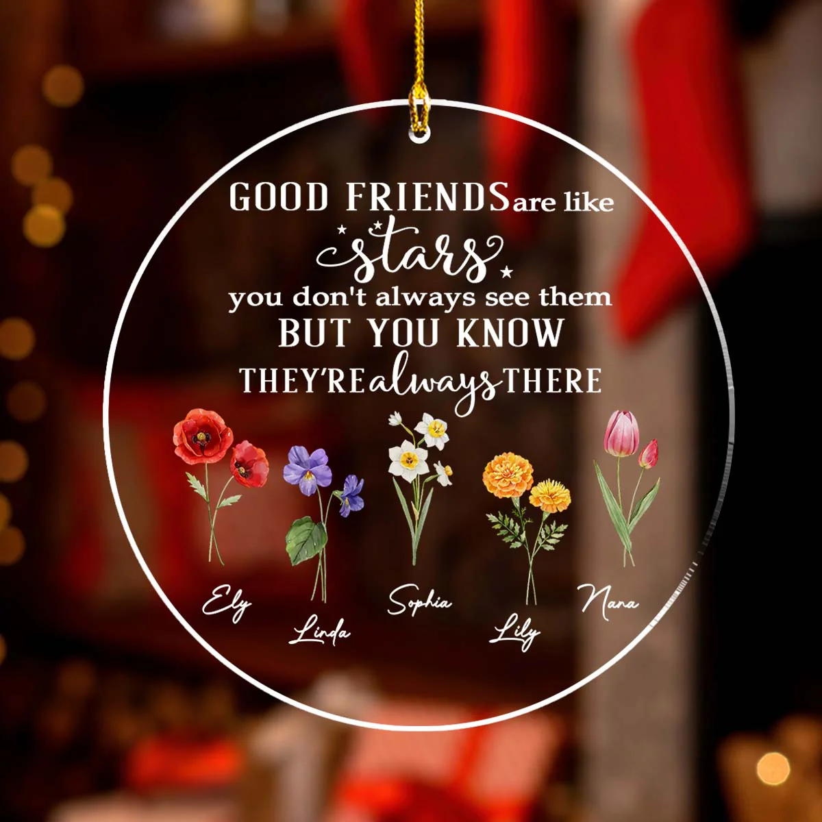 Friends Like Stars - Personalized Custom Acrylic Ornament - Image 4