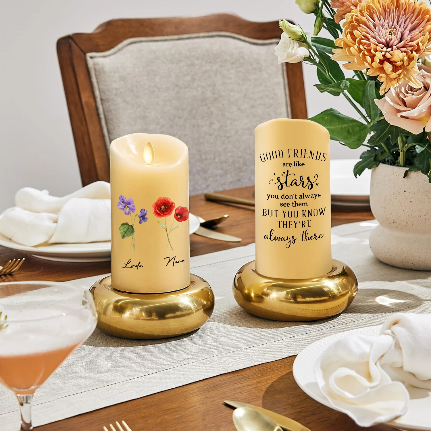 Friends Like Stars - Personalized Custom LED Candle - Image 10