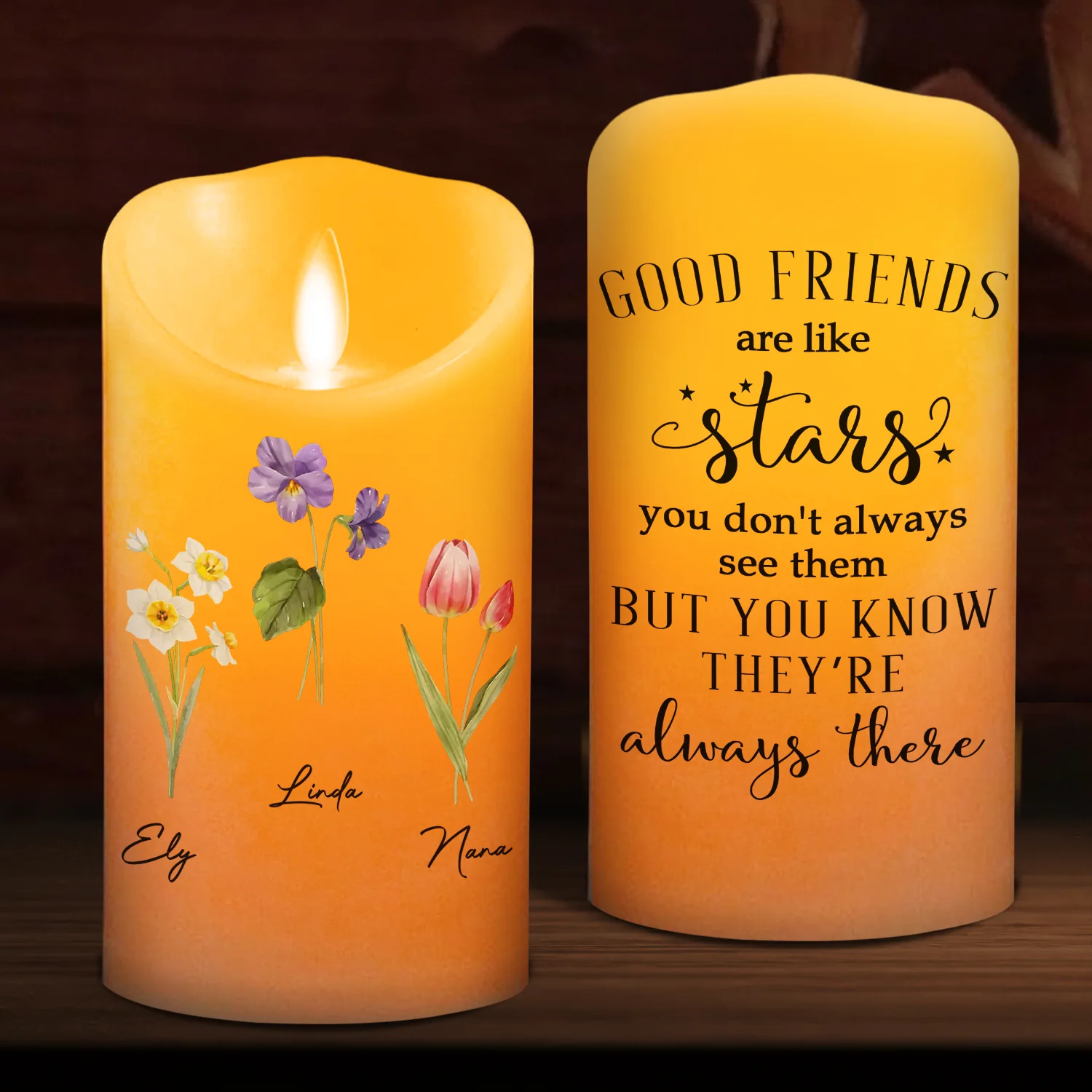 Friends Like Stars - Personalized Custom LED Candle - Image 9