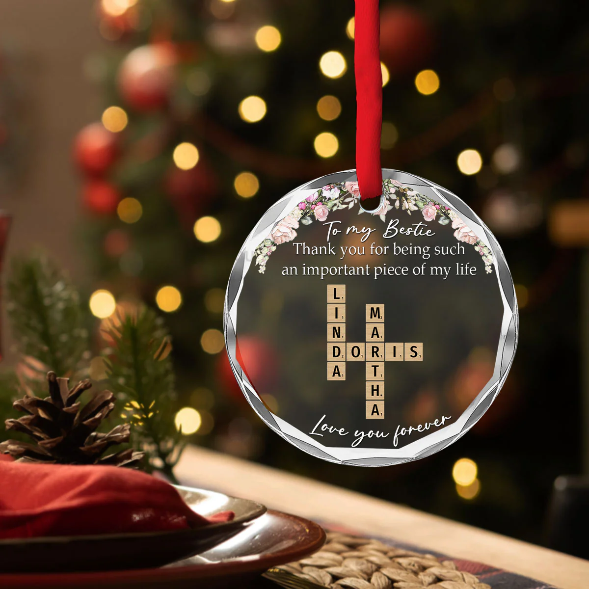 Friends Make Everything Easier - Personalized Custom Glass Ornament - Image 3