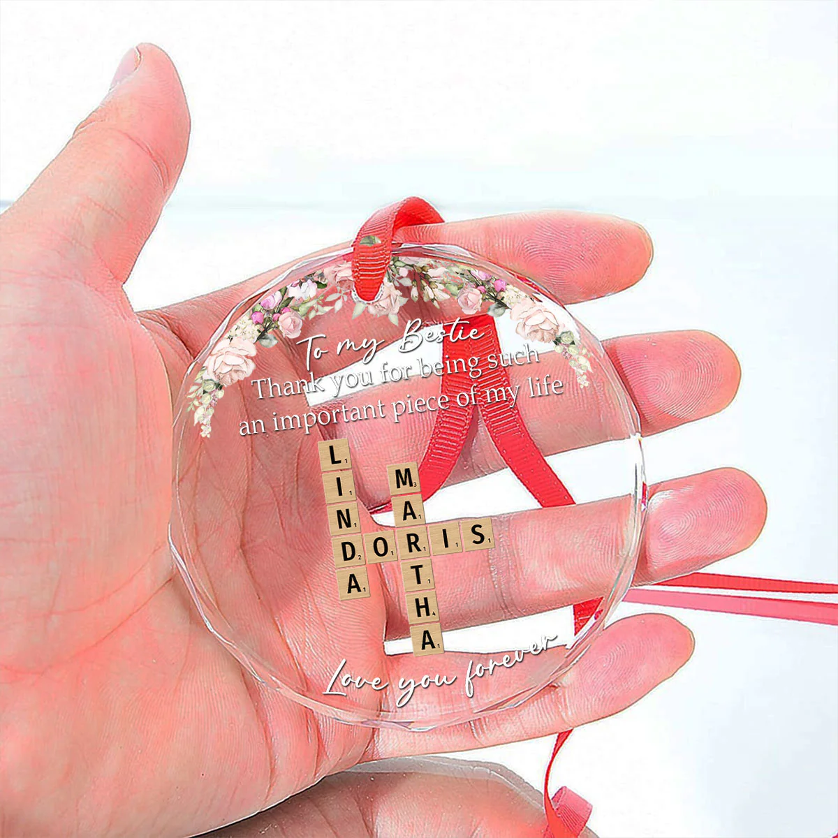 Friends Make Everything Easier - Personalized Custom Glass Ornament - Image 4