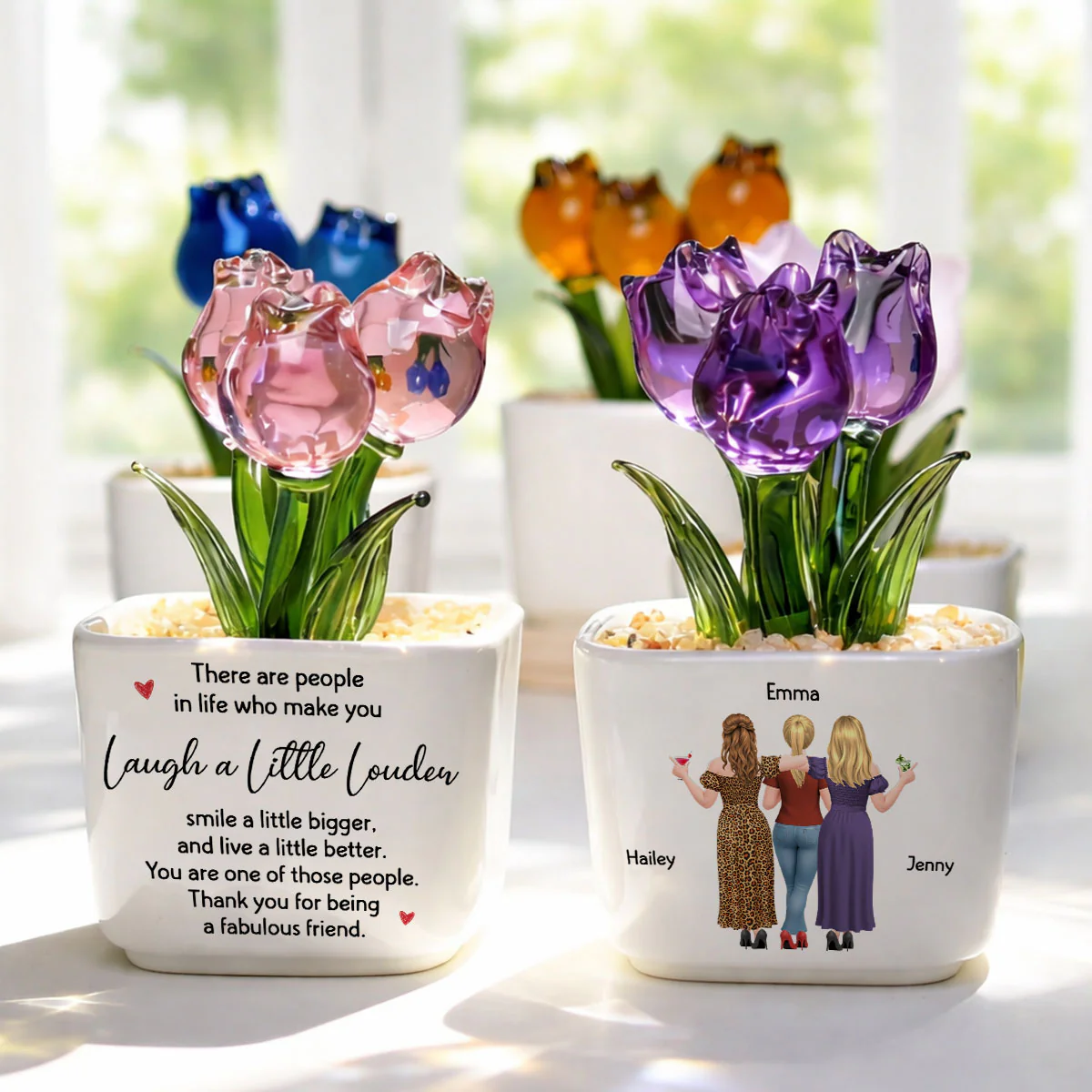 Friends Who Shine - Personalized Custom Glass Everlasting Tulips - Image 5