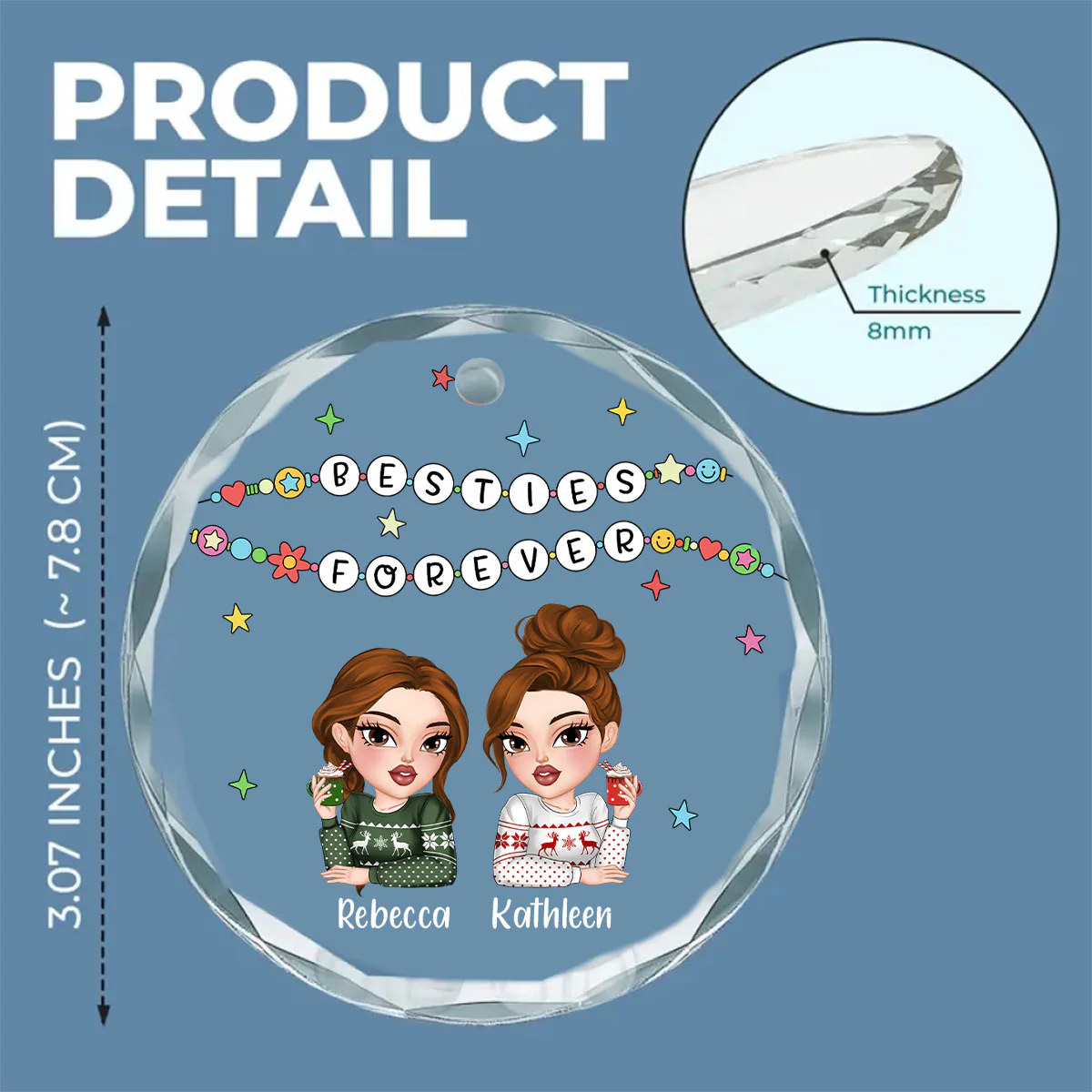 Friendship Bracelet - Personalized Custom Glass Ornament - Image 5