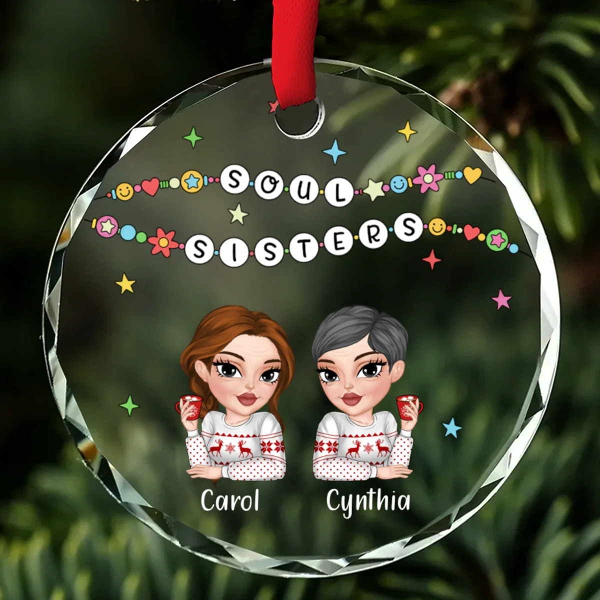 Friendship Bracelet - Personalized Custom Glass Ornament - Image 6