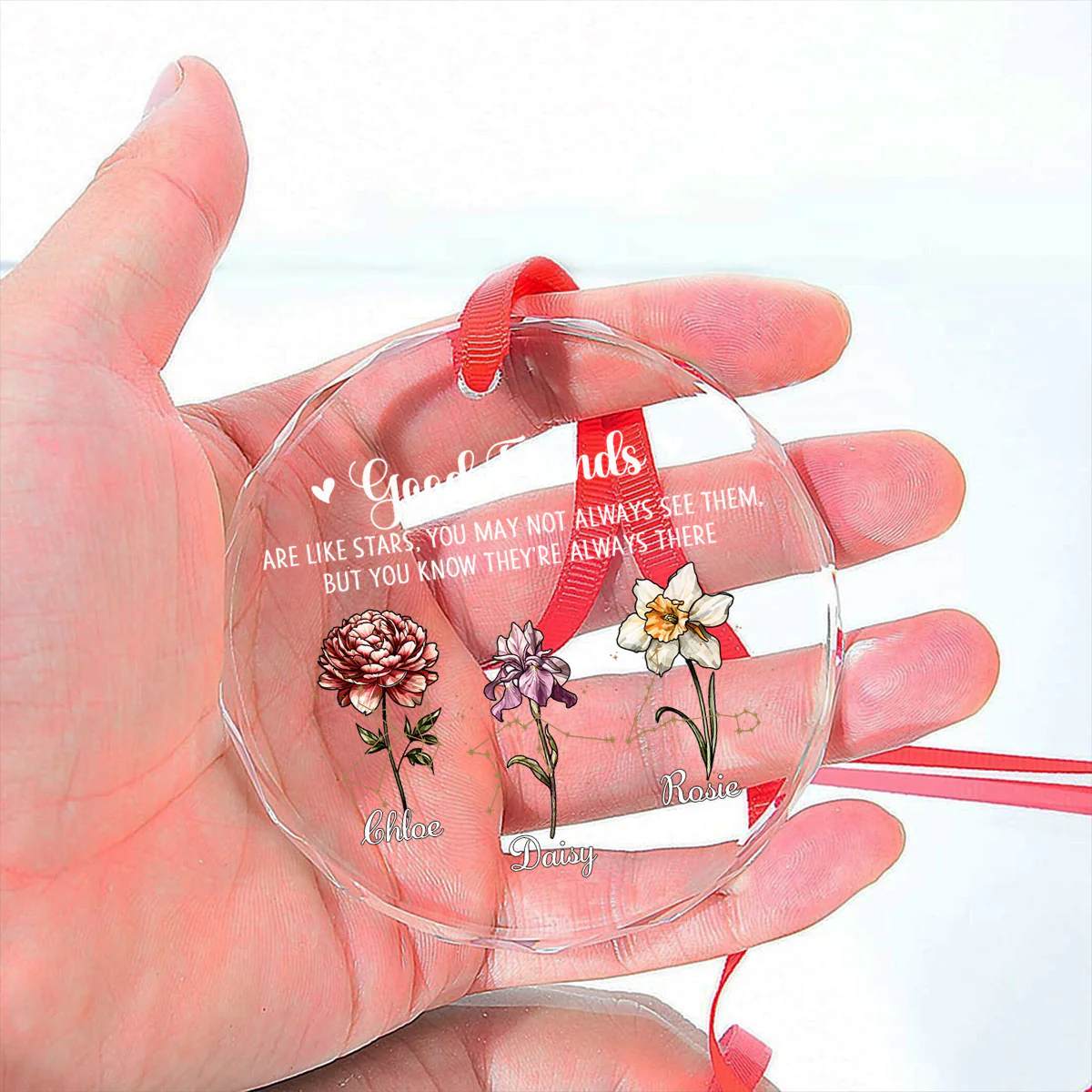 Friendship Glows Like Shining Stars - Personalized Custom Glass Ornament - Image 5