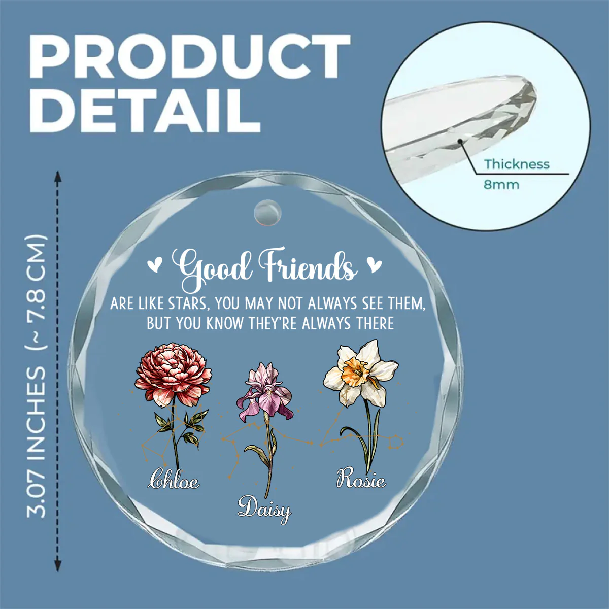 Friendship Glows Like Shining Stars - Personalized Custom Glass Ornament - Image 6