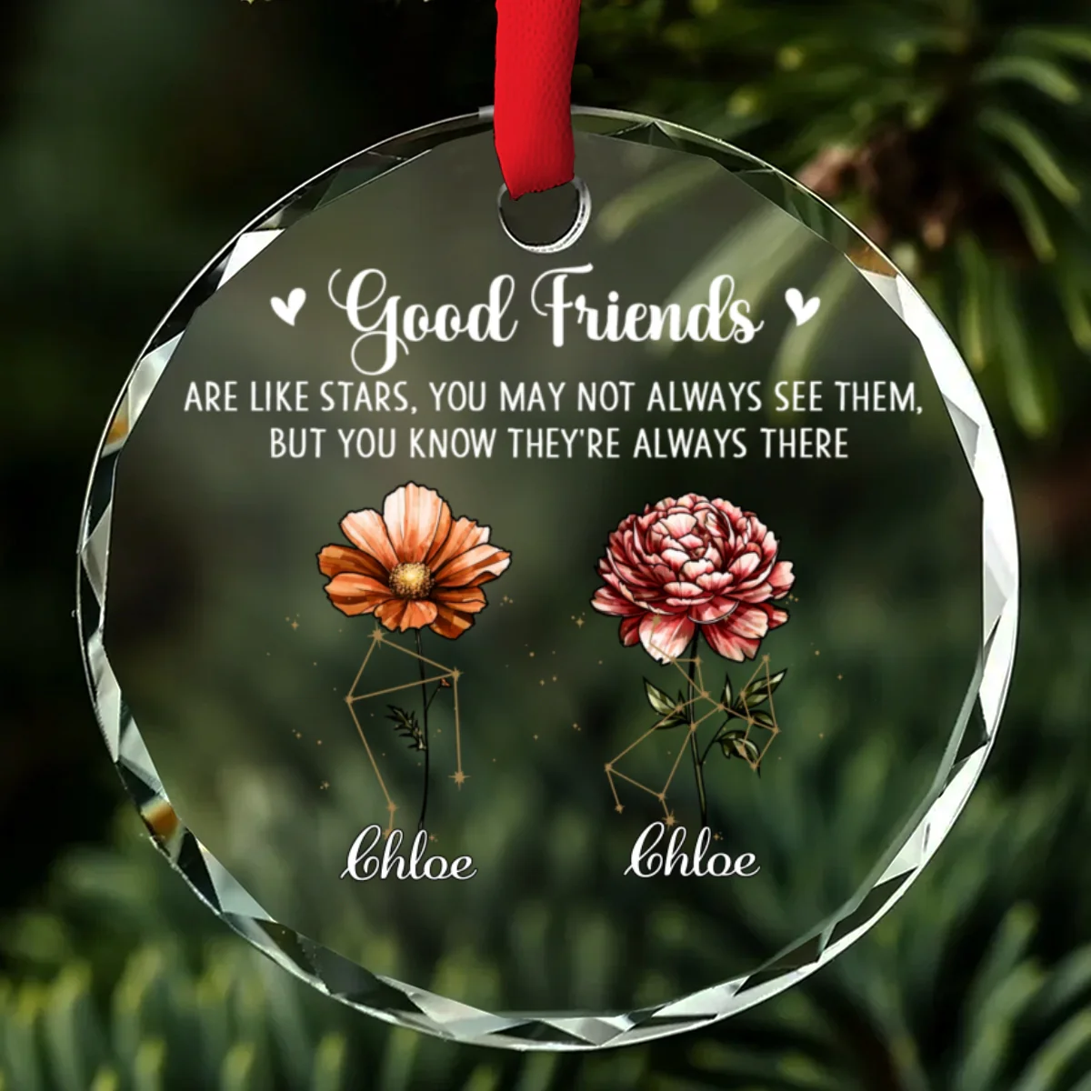 Friendship Glows Like Shining Stars - Personalized Custom Glass Ornament - Image 7